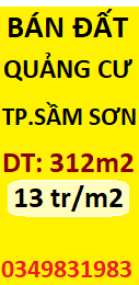 Bán đất vị trí đẹp xã Quảng Cư, TP.Sầm Sơn, 13tr/m2; 0349831983